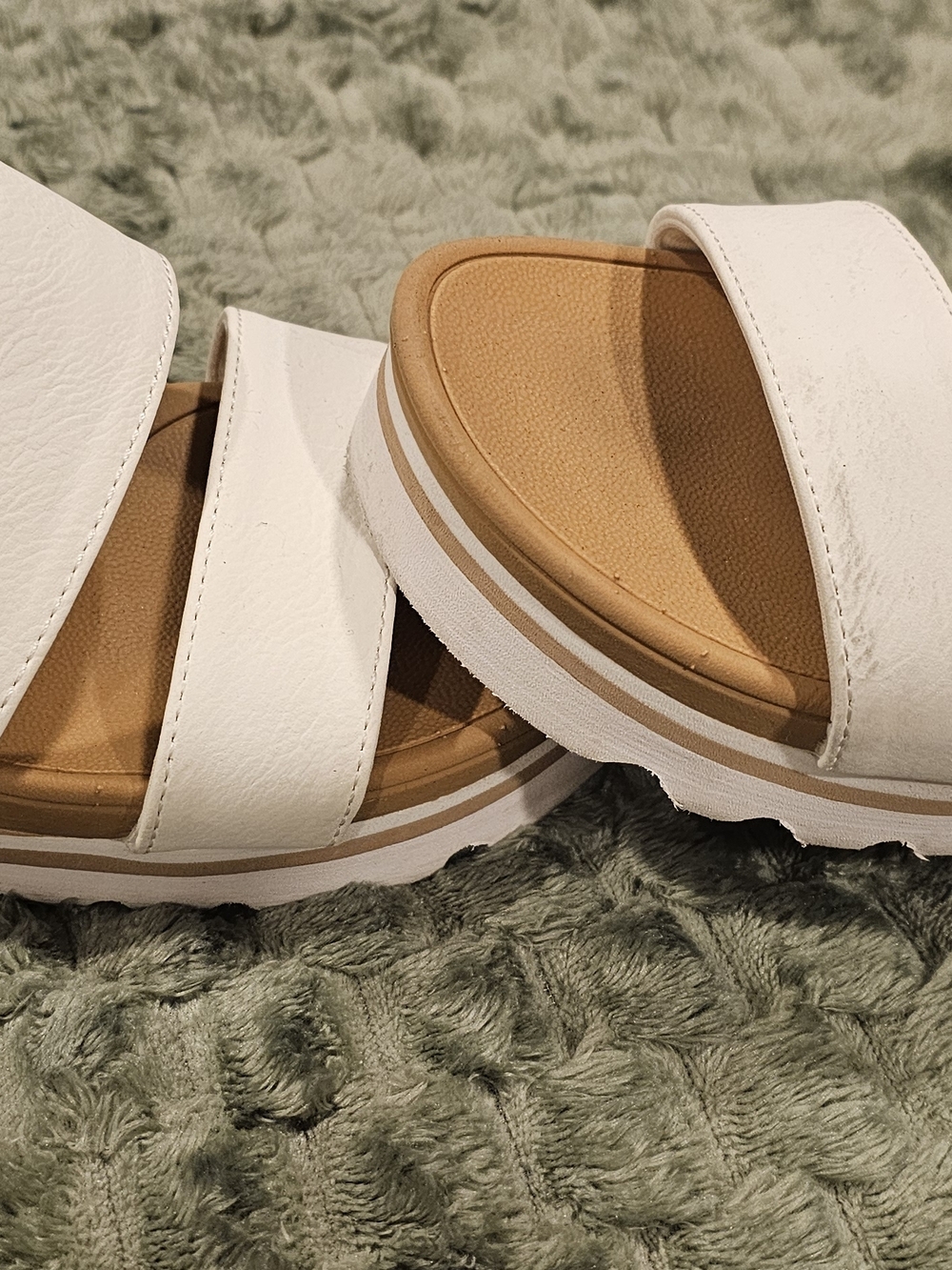 Reef Women's White Double-Strap Slide Sandals with Tan Footbed - Picture 3 of 4